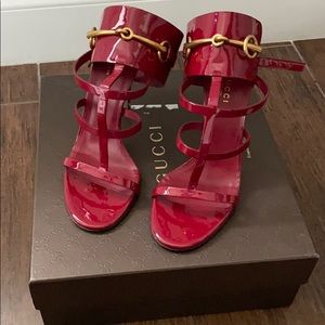 Gucci Red Patent Leather Ursula Horsebit